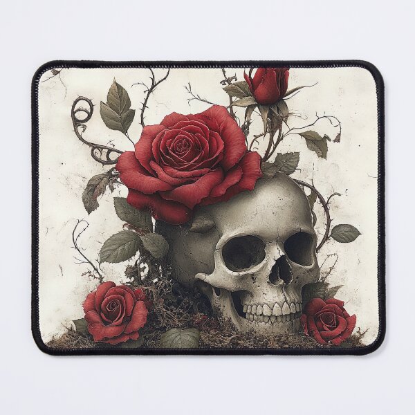 Item preview, Mortality's Bloom: The Skull Crowned in Crimson Velvet designed and sold by bloorose.