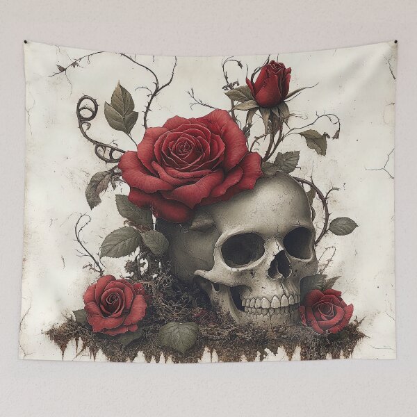 Item preview, Mortality's Bloom: The Skull Crowned in Crimson Velvet designed and sold by bloorose.