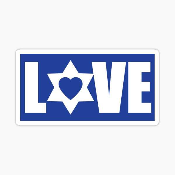 Item preview, L✡VE white on blue designed and sold by Jewish Love.