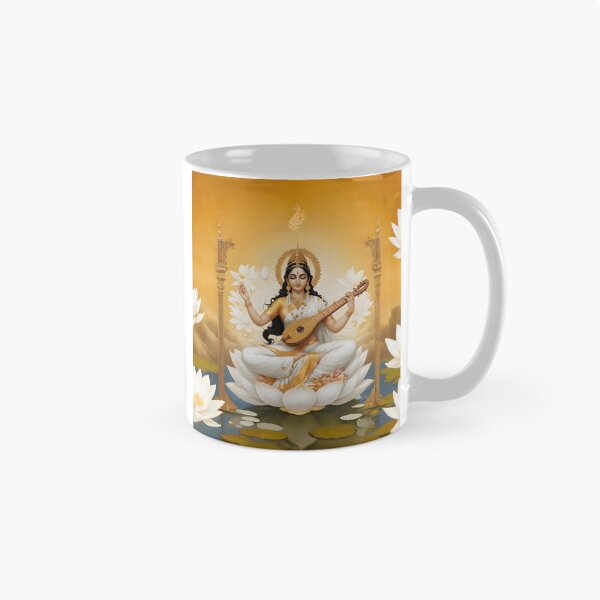 Aperçu de l'œuvre Déesse hindoue Saraswati – Illustration de la sagesse, de la musique et des arts créée et vendue par PrometheusStyle.