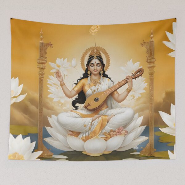 Item preview, Hindu Goddess Saraswati - Wisdom, Music, and Arts Illustration designed and sold by PrometheusStyle.