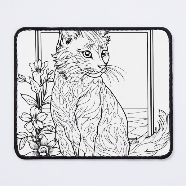 Item preview, Cat #4 Coloring Page Pattern designed and sold by DavidColoring.
