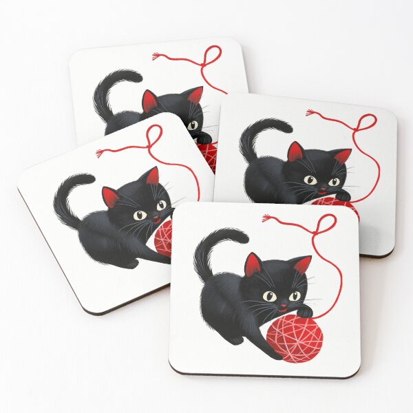 Item preview, Playful Retro Black Cat with Yarn designed and sold by RoseoftheWild.