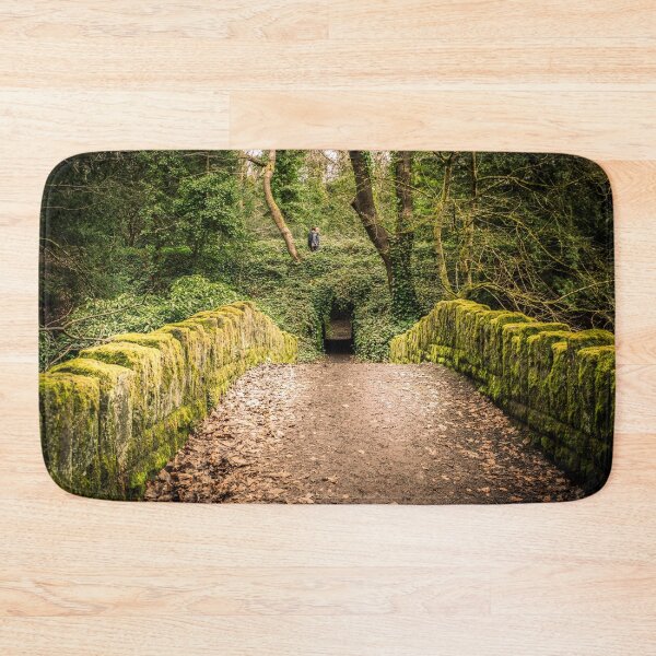 Item preview, moss-covered stone bridge leading to a tunnel in a lush, green forest, designed and sold by David Patterson.