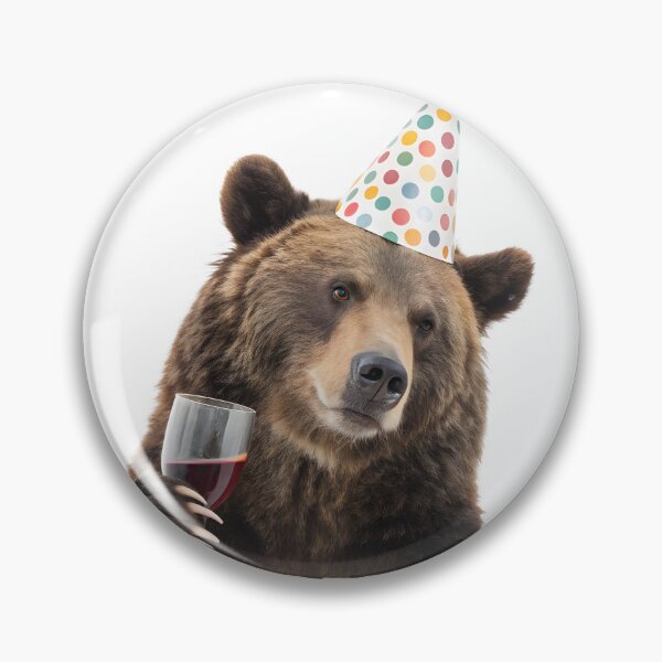 Item preview, happy birthday bear in party hat designed and sold by DuskTillDown.