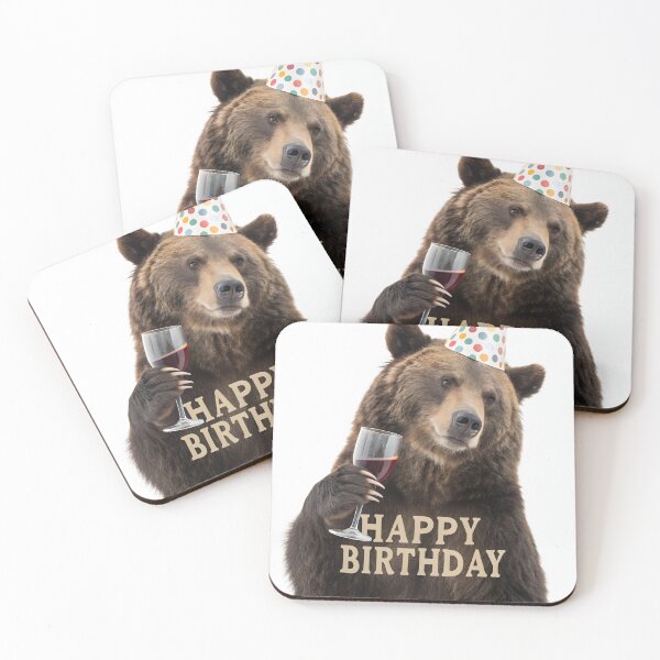 Item preview, happy birthday bear in party hat designed and sold by DuskTillDown.