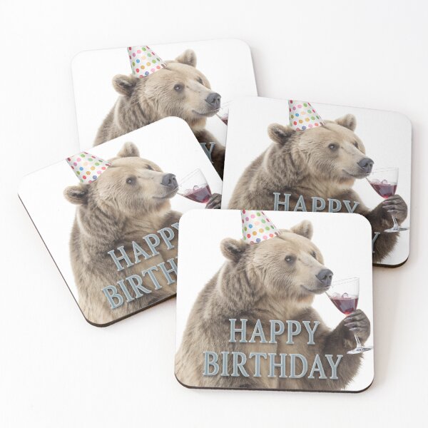 Item preview, happy birthday bear in party hat designed and sold by DuskTillDown.
