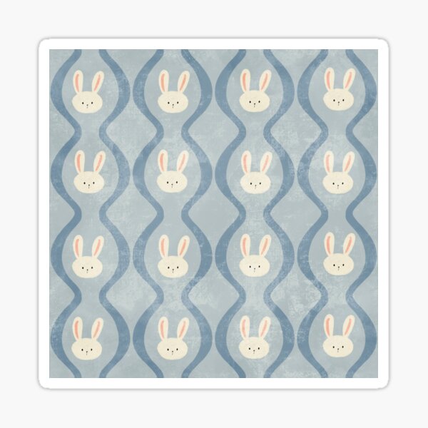Item preview, Cute white rabbits ogee pattern in pastel blue designed and sold by SJAPhoto.