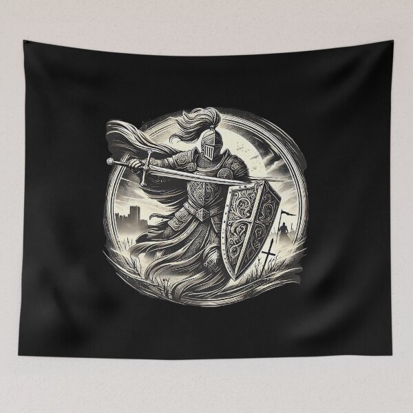 Item preview, Medieval Knight in Battle – Warrior Fantasy Art designed and sold by ZingZone.