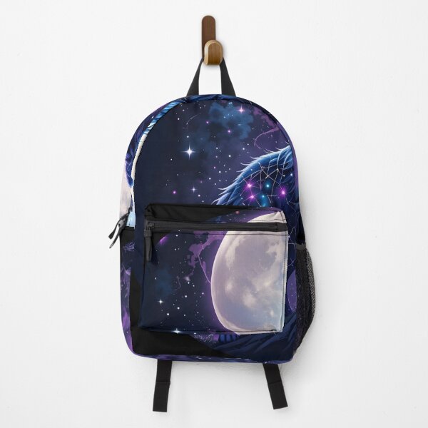 Item preview, Mystic Blue Wolf Howling at Full Moon – Cosmic Animal Art Under Starry Sky designed and sold by BrushRushX.