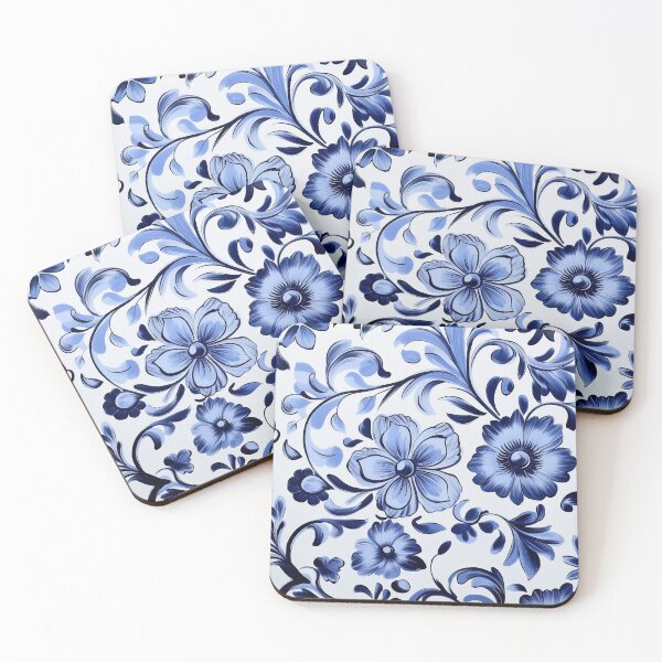 Item preview, Traditional Blue and White Pottery Floral Pattern designed and sold by TheOctopusRage.