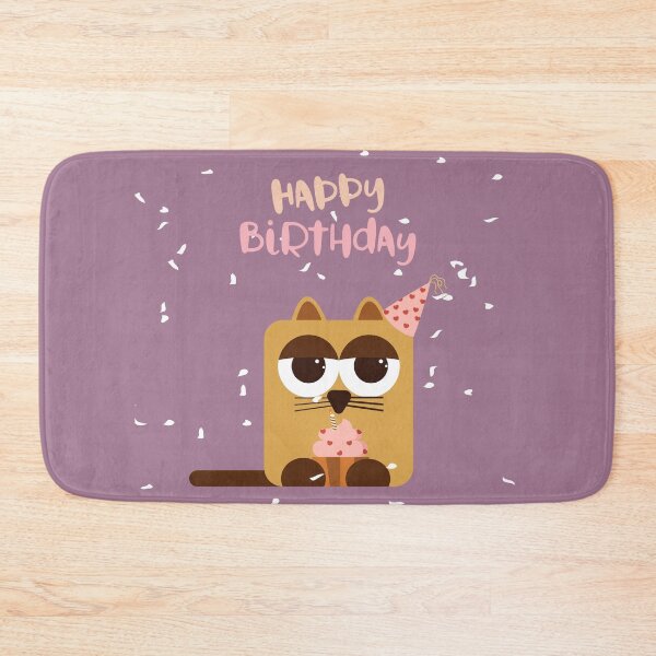 Item preview, Happy Birthday illustration with Cat Holding Cupcake  designed and sold by AlginaPugachova.