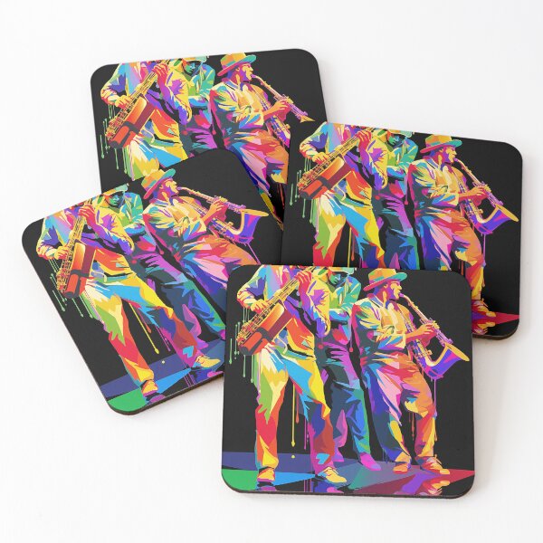 Item preview, Vibrant Jazz Trio – Psychedelic Saxophone Art Poster designed and sold by djovan.