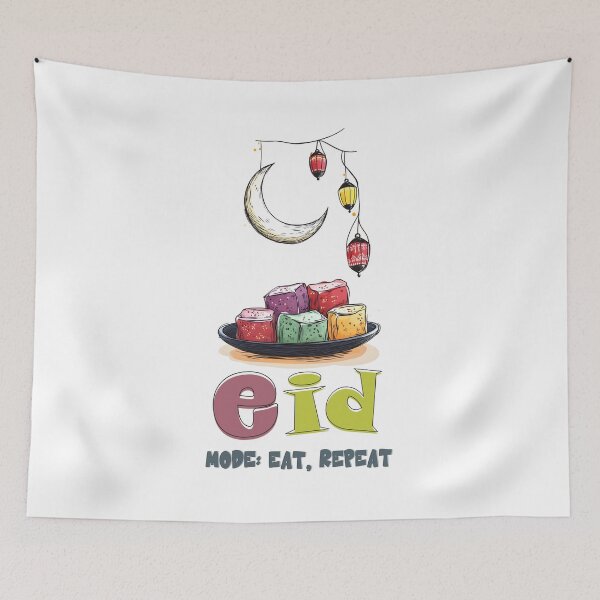Item preview, Eid Mode- No Guilt Allowed: Calories Don’t Count! | Lanterns, Crescent Moon & Sweet Indulgence- Funny Meme designed and sold by FUNqoosh.