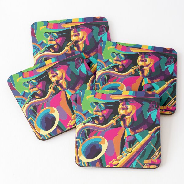Item preview, Neon Jazz Duo – Psychedelic Saxophone Groove Poster designed and sold by djovan.