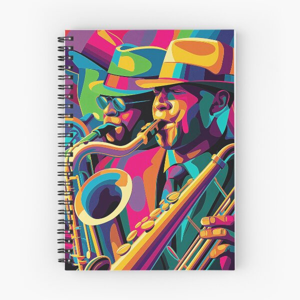 Item preview, Neon Jazz Duo – Psychedelic Saxophone Groove Poster designed and sold by djovan.