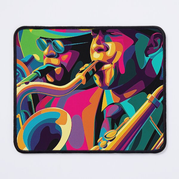 Item preview, Neon Jazz Duo – Psychedelic Saxophone Groove Poster designed and sold by djovan.