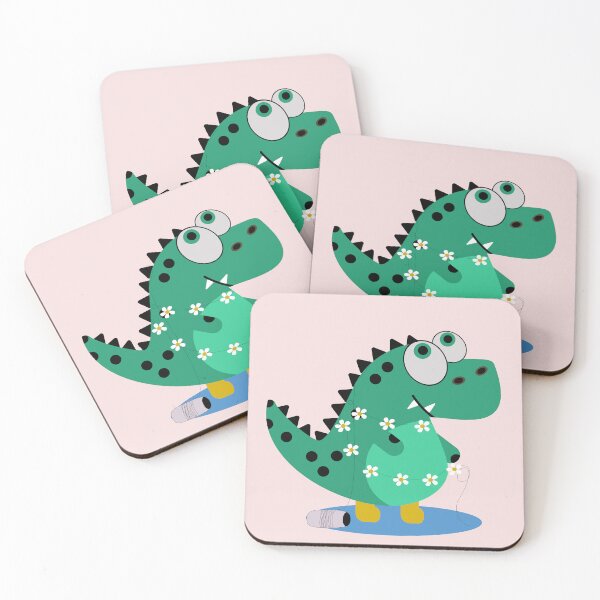 Item preview, Dinosaur wearing Daisy Flowers Decoration and Wearing Yellow Boots designed and sold by AlginaPugachova.