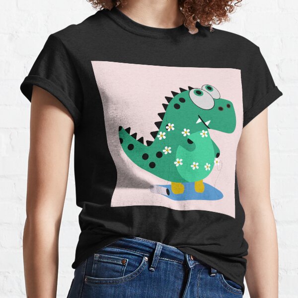 Artikel-Vorschau von Dinosaurier mit Gänseblümchen-Dekoration und gelben Stiefeln, designt und verkauft von AlginaPugachova.