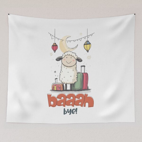 Item preview, Eid Meme Funny LOLL HAHA | Baaah Bye! Sheep, Suitcases, Crescent Moon & Lanterns designed and sold by FUNqoosh.
