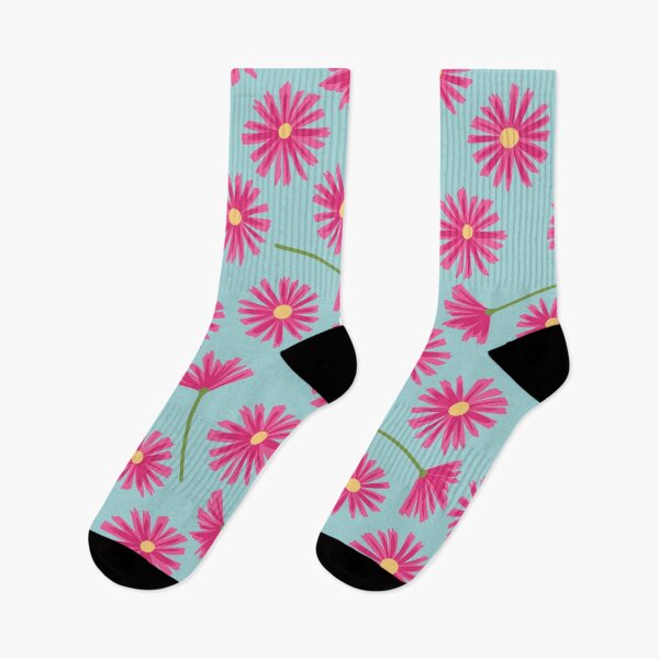 Artikelvorschau, Leuchtend rosa Gänseblümchen auf Blau entworfen und verkauft von spoonlessmarket.