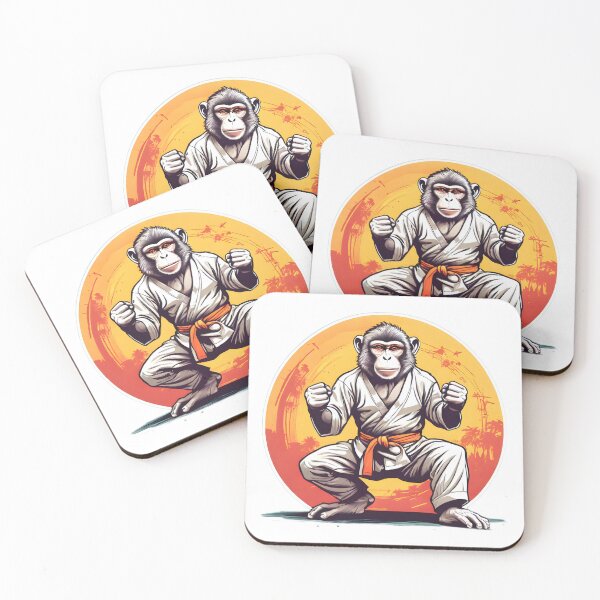 Item preview, cute monkey practicing karate designed and sold by Karaz's Animal Kingdom.