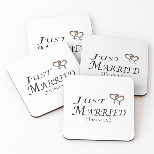 Item preview, Just Married (Finally) Lesbian Pride Interlinking Female Gender Symbols designed and sold by LiveLoudGraphic.