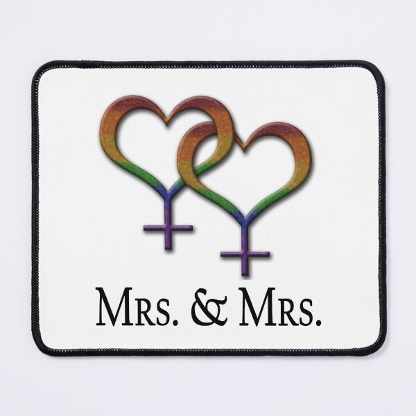 Item preview, Mrs. and Mrs. Lesbian Pride Interlinking Female Gender Symbols designed and sold by LiveLoudGraphic.