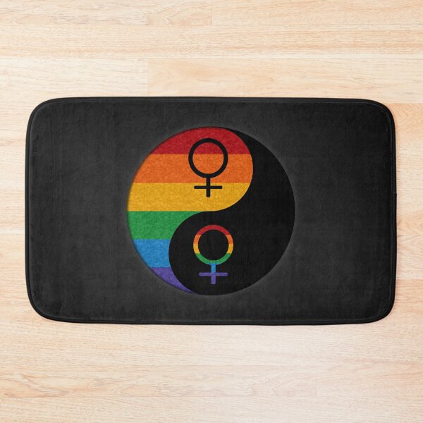 Item preview, Rainbow Colored Lesbian Pride Yin and Yang with Female Gender Symbols designed and sold by LiveLoudGraphic.