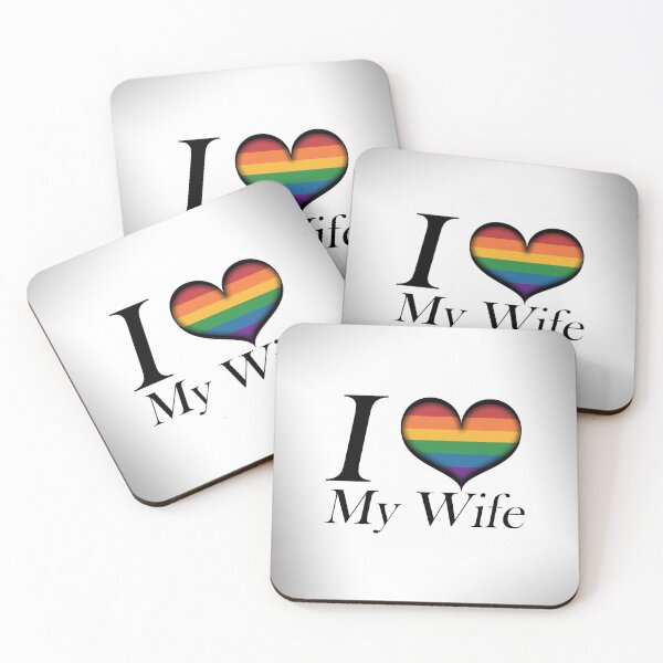 Item preview, I Heart My Wife Lesbian Pride Typography with Rainbow Heart designed and sold by LiveLoudGraphic.