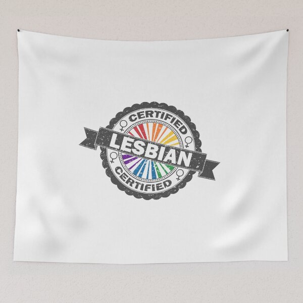 Item preview, Certified Lesbian Pride Seal of Approval with Rainbow Flag Background designed and sold by LiveLoudGraphic.
