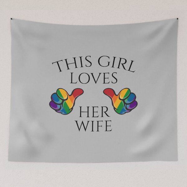 Item preview, This Girl Loves Her Wife Lesbian Pride Design with Rainbow Thumbs designed and sold by LiveLoudGraphic.