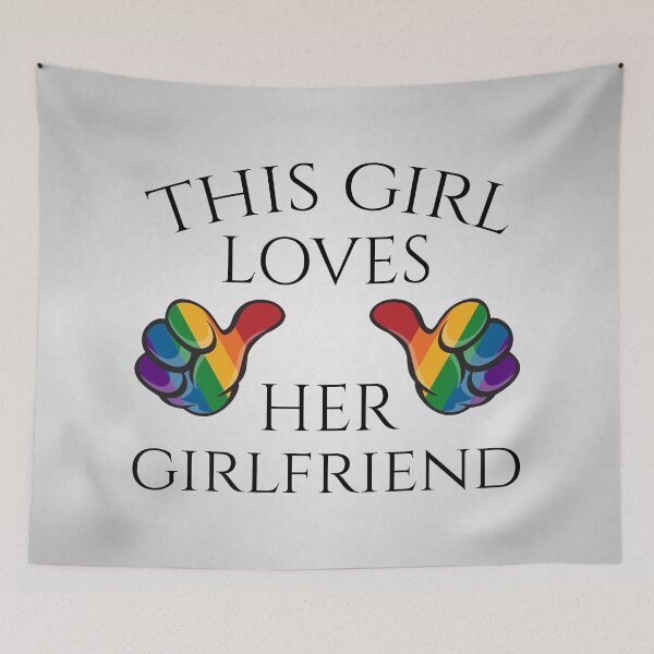 Item preview, This Girl Loves Her Girlfriend Lesbian Pride Design with Rainbow Thumbs designed and sold by LiveLoudGraphic.