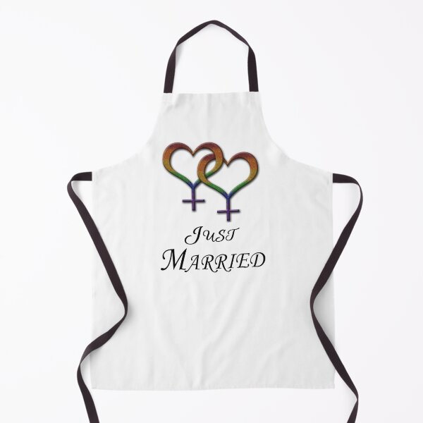 Item preview, Just Married Lesbian Pride with Interlinking Female Gender Symbols designed and sold by LiveLoudGraphic.