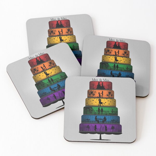 Item preview, Lesbian Pride Wedding Cake with Rainbow Tiers designed and sold by LiveLoudGraphic.