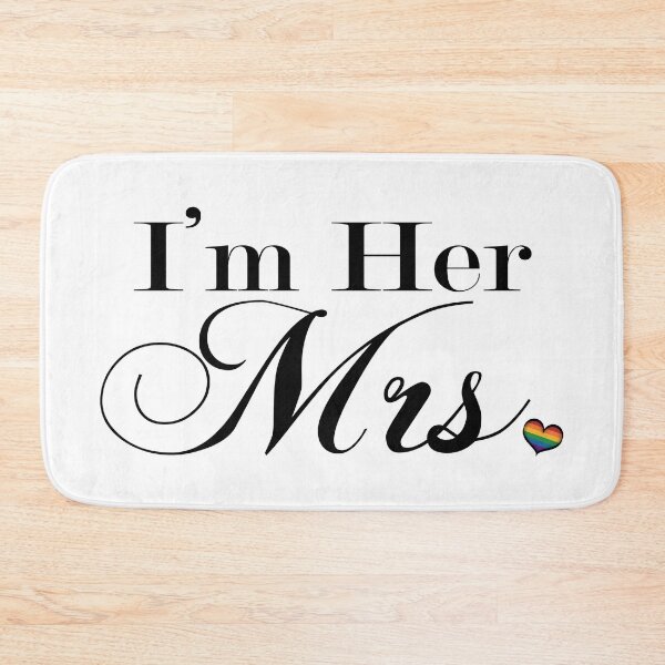 Item preview, I'm Her Mrs. Lesbian Pride Typography with Rainbow Heart designed and sold by LiveLoudGraphic.