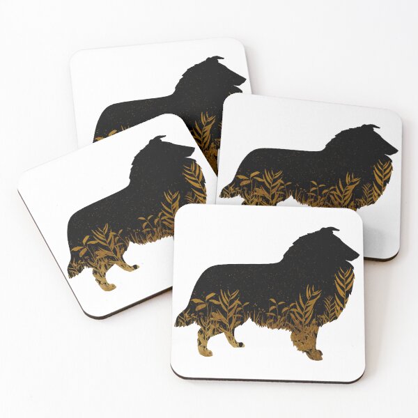 Item preview, Rough Collie Silhouette Black & Gold  designed and sold by Spinyflowerart.