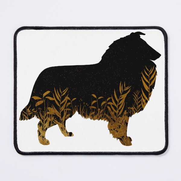 Item preview, Rough Collie Silhouette Black & Gold designed and sold by Spinyflowerart.