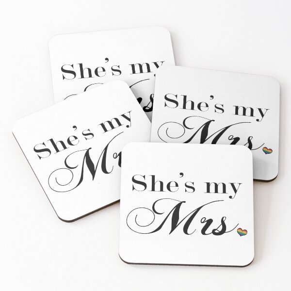 Item preview, She's My Mrs. Lesbian Pride Typography with Rainbow Heart designed and sold by LiveLoudGraphic.