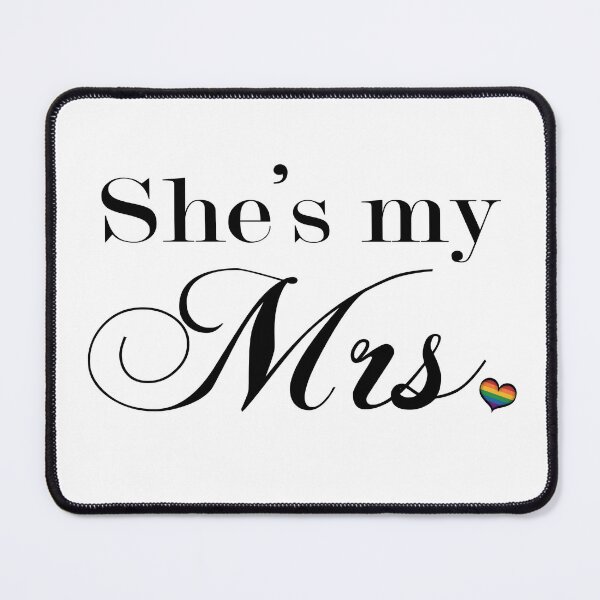Item preview, She's My Mrs. Lesbian Pride Typography with Rainbow Heart designed and sold by LiveLoudGraphic.