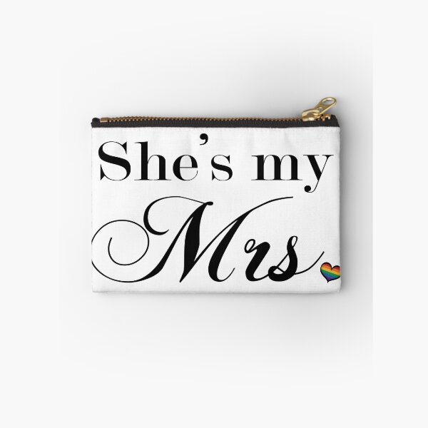 Item preview, She's My Mrs. Lesbian Pride Typography with Rainbow Heart designed and sold by LiveLoudGraphic.