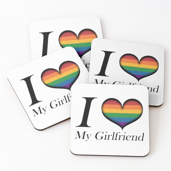 Item preview, I Heart My Girlfriend Lesbian Pride Typography with Rainbow Heart designed and sold by LiveLoudGraphic.