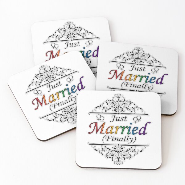 Item preview, Just Married (Finally) Lesbian Pride Typography Design designed and sold by LiveLoudGraphic.