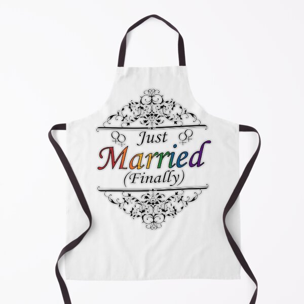 Item preview, Just Married (Finally) Lesbian Pride Typography Design designed and sold by LiveLoudGraphic.