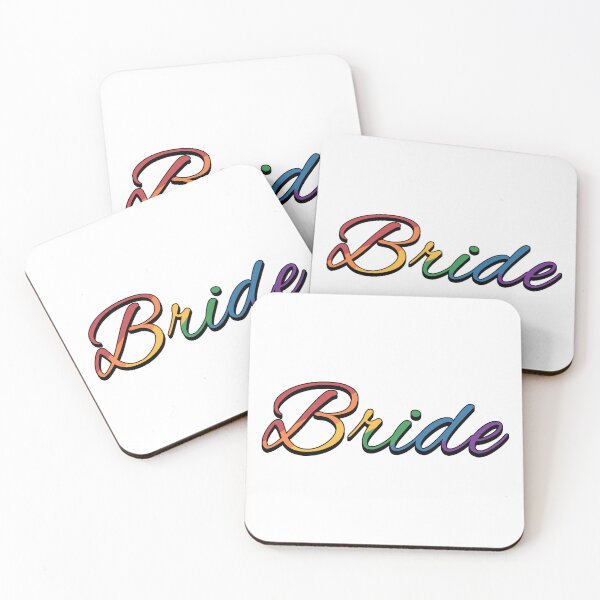 Item preview, Lesbian Pride Bride Typography in Rainbow Colors designed and sold by LiveLoudGraphic.
