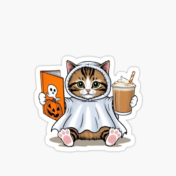 Item preview, Adorable Kitten in Halloween Ghost Costume designed and sold by Everlasting October.
