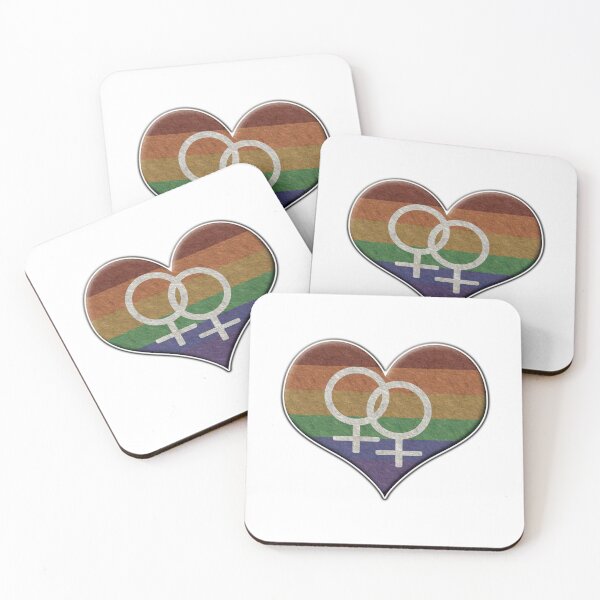 Item preview, Large Lesbian Pride Rainbow Colored Heart with Female Gender Symbols designed and sold by LiveLoudGraphic.