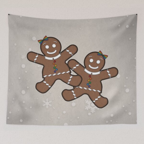 Item preview, Lesbian Pride Christmas Gingerbread Women w/ Rainbow Buttons designed and sold by LiveLoudGraphic.