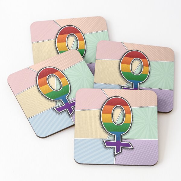 Item preview, Halftone Lesbian Pride Female Gender Symbol with Rainbow Flag Background designed and sold by LiveLoudGraphic.