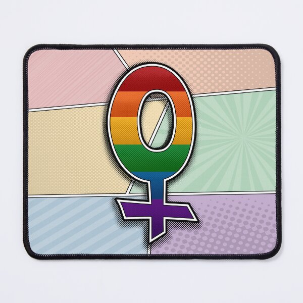 Item preview, Halftone Lesbian Pride Female Gender Symbol with Rainbow Flag Background designed and sold by LiveLoudGraphic.